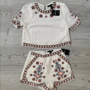 Forever 21 tribal crop top and shorts set